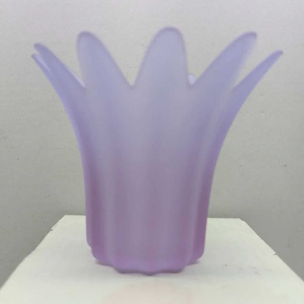 PartyLite Heather Votive Candle Holder P0520 Frosted Purple Satin Glass Portugal